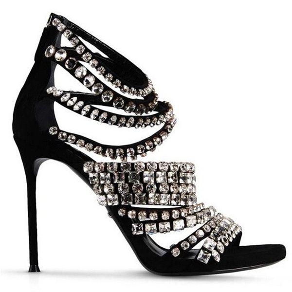 sandal bling crsytal embellished sandals of high heel stripes cut-out women's belt leaping thin heels tornozzle summer shoes, Black
sandal bling crsytal embellished sandals of high heel stripes cut-out women's belt leaping thin heels tornozzle summer shoes, Black