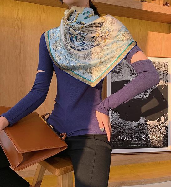 scarves 110cm satin scarf 100% mulberry* silk hand rolled edges square foulard femme, Blue;gray
scarves 110cm satin scarf 100% mulberry* silk hand rolled edges square foulard femme, Blue;gray