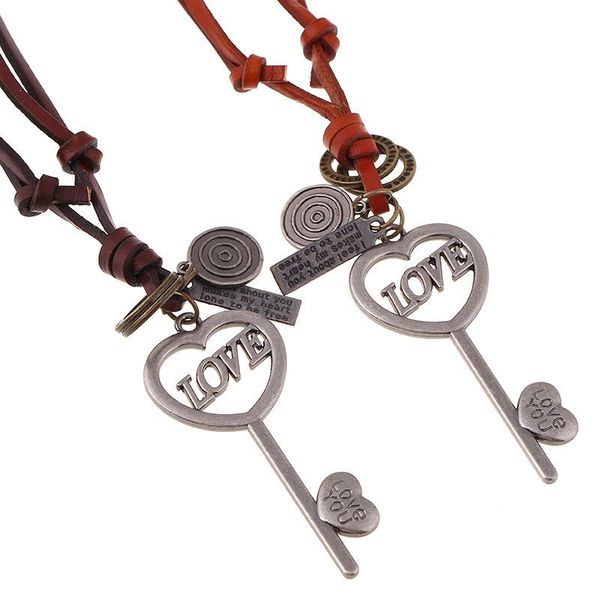 pendant necklaces fashion vintage retro long necklace metal love heart key pendants adjustable genuine leather lovers chain men women jewelr, Silver
pendant necklaces fashion vintage retro long necklace metal love heart key pendants adjustable genuine leather lovers chain men women jewelr, Silver