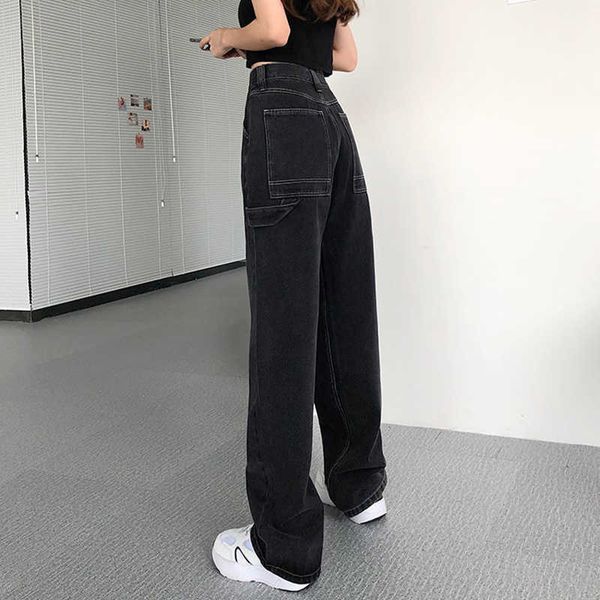 jeans for women back loose high waist mom large size straight pants long wide leg streetwear 210927, Blue
jeans for women back loose high waist mom large size straight pants long wide leg streetwear 210927, Blue