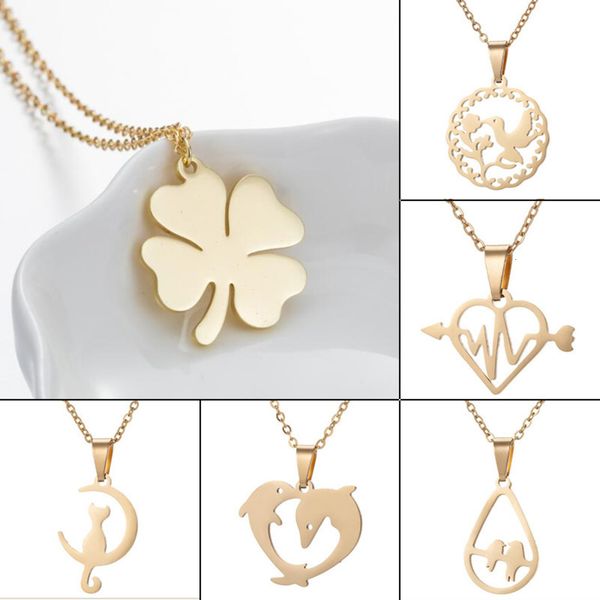 korean women's necklaces popular design four leaf cr moon cat dolphin bird love heartbeat pendant necklace, Black
korean women's necklaces popular design four leaf cr moon cat dolphin bird love heartbeat pendant necklace, Black