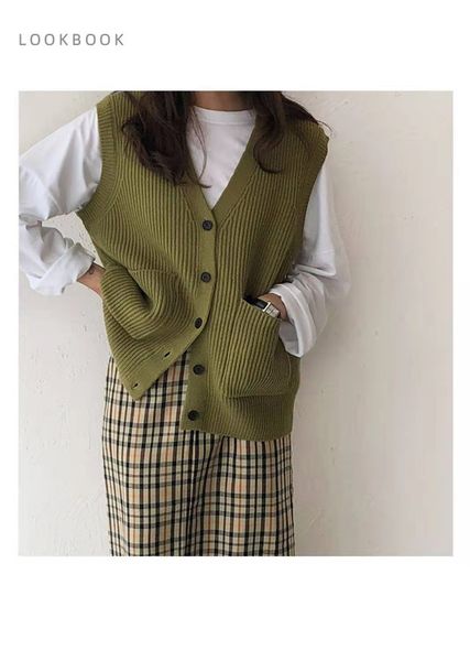 spring knitted vest coat women soft stretchy simple basic daily v-neck solid single breasted female vintage korean all-match, Black;white
spring knitted vest coat women soft stretchy simple basic daily v-neck solid single breasted female vintage korean all-match, Black;white