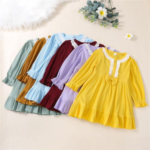 girl's dresses kid girl ruffles cotton rib knit dress infant girls long sleeve o-neck bow front lace patchwork, Red;yellow
girl's dresses kid girl ruffles cotton rib knit dress infant girls long sleeve o-neck bow front lace patchwork, Red;yellow
