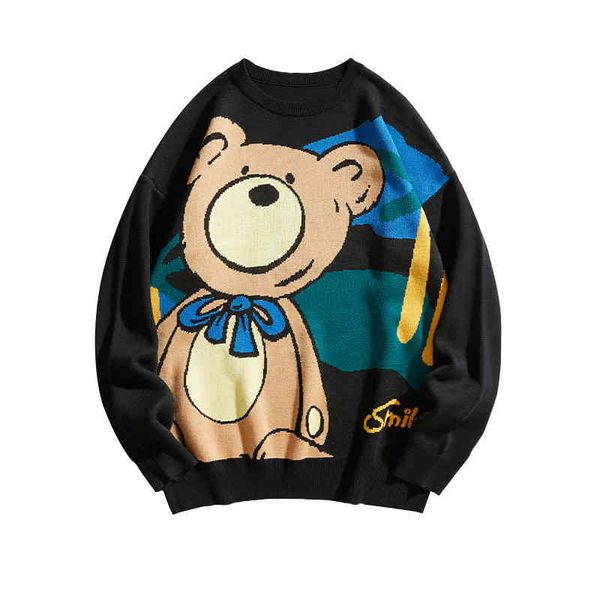 black men bear cartoon o-neck fashion autumn knit jumps chic 3xl sweater casual oversized male pullovers, White;black
black men bear cartoon o-neck fashion autumn knit jumps chic 3xl sweater casual oversized male pullovers, White;black