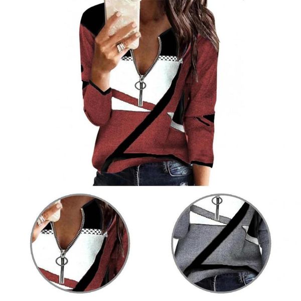women's blouses & shirts chic women blouse v-neck comfy zipper neck lady autumn casual pullover, White
women's blouses & shirts chic women blouse v-neck comfy zipper neck lady autumn casual pullover, White