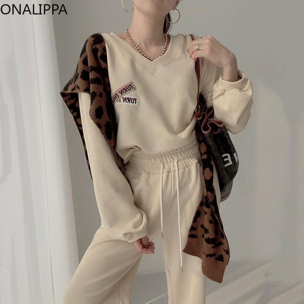 women's two piece pants onalippa solid color set women 2021 autumn korean simple v-neck letter printed loose sweatshirt high-waist legg, White
women's two piece pants onalippa solid color set women 2021 autumn korean simple v-neck letter printed loose sweatshirt high-waist legg, White