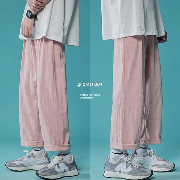 cotton and linen solid color casual pants men korean fashion loose straight-leg harajuku streetwear wide-leg men's, Black
cotton and linen solid color casual pants men korean fashion loose straight-leg harajuku streetwear wide-leg men's, Black