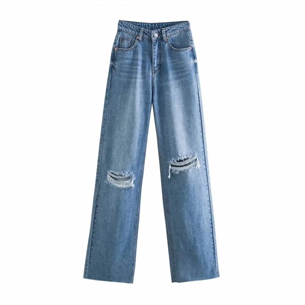 fashion hight-waise wide-leg full length jeans vintage ripped hole hi-rise jeans zipper fly female trousers mujer 210520, Blue
fashion hight-waise wide-leg full length jeans vintage ripped hole hi-rise jeans zipper fly female trousers mujer 210520, Blue