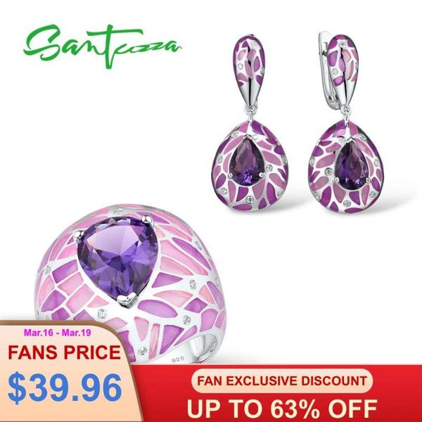 silver jewelry set for women purple stone dazzling cz earrings ring elegant fine handmade enamel bracelet, & necklace, Black
silver jewelry set for women purple stone dazzling cz earrings ring elegant fine handmade enamel bracelet, & necklace, Black