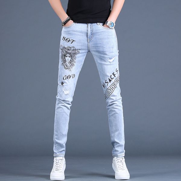 men's jeans wholesale denim stretch breathable spring jeans men's trendy brand slim high-end printing casual feet pencil pants rt3, Blue
men's jeans wholesale denim stretch breathable spring jeans men's trendy brand slim high-end printing casual feet pencil pants rt3, Blue