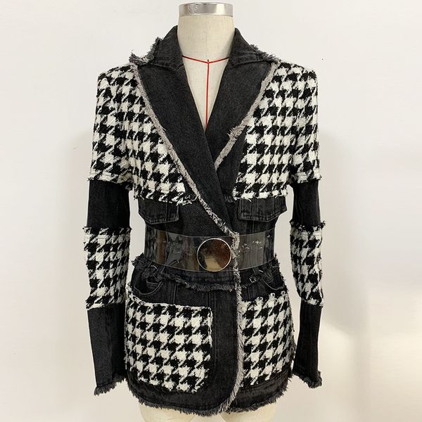jacket Msxu fashionable chic women with houndstooth belt trimmings tweed sheath casual blazer coat, Black;brown
jacket Msxu fashionable chic women with houndstooth belt trimmings tweed sheath casual blazer coat, Black;brown