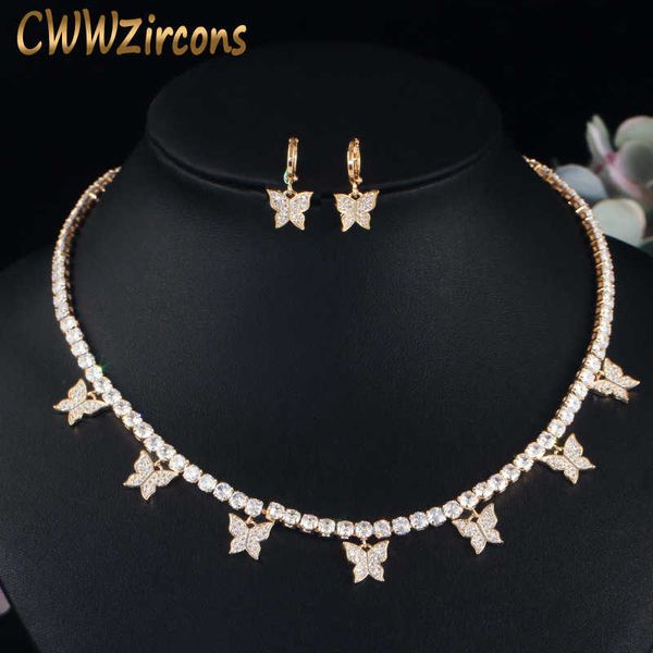 cwwzircons 585 gold color dangle drop cz butterfly charm earrings and choker necklace trendy women party boho jewelry set t447 h1022, Silver
cwwzircons 585 gold color dangle drop cz butterfly charm earrings and choker necklace trendy women party boho jewelry set t447 h1022, Silver