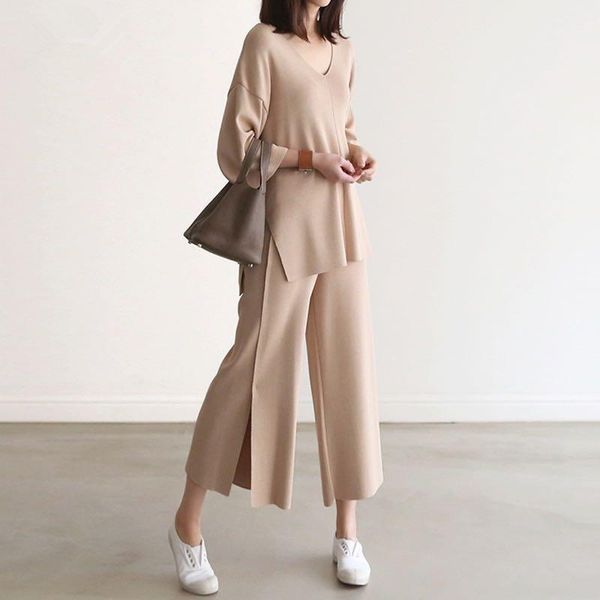 women's pants & capris women knitted sweater two pieces sets autumn winter v-neck loose pullovers wide-leg knitwear 2pc suits, Black;white
women's pants & capris women knitted sweater two pieces sets autumn winter v-neck loose pullovers wide-leg knitwear 2pc suits, Black;white