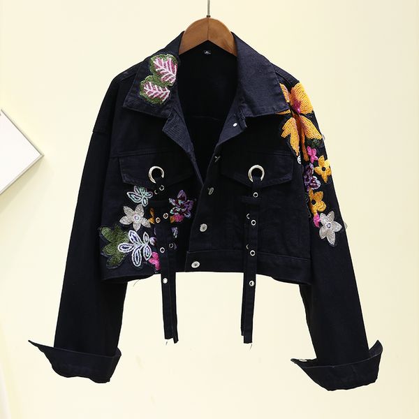 women's jackets spring denim embroidery short streetwear fashion jeans women sequined coat abrigos mujer xyof, Black;brown
women's jackets spring denim embroidery short streetwear fashion jeans women sequined coat abrigos mujer xyof, Black;brown