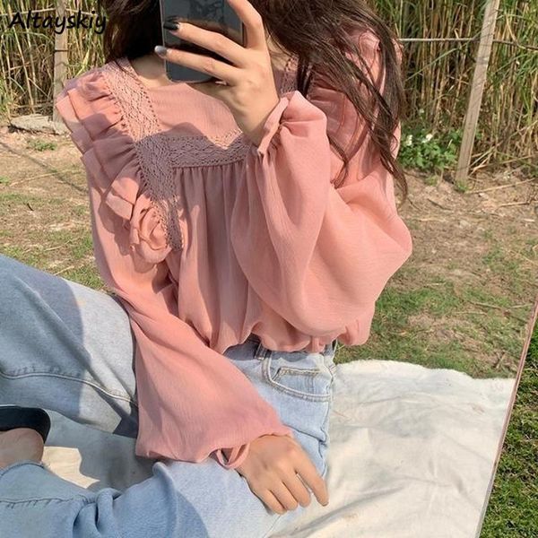 women's blouses & shirts blouse women summer sun-proof princess style sweet girls ruffles solid long sleeve harajuku preppy all-match p, White
women's blouses & shirts blouse women summer sun-proof princess style sweet girls ruffles solid long sleeve harajuku preppy all-match p, White