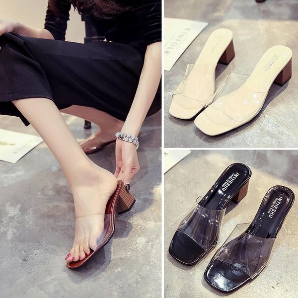 slippers summer wild fashion silver word with fish mouth female sandals thick high heel and women's tide, Black
slippers summer wild fashion silver word with fish mouth female sandals thick high heel and women's tide, Black