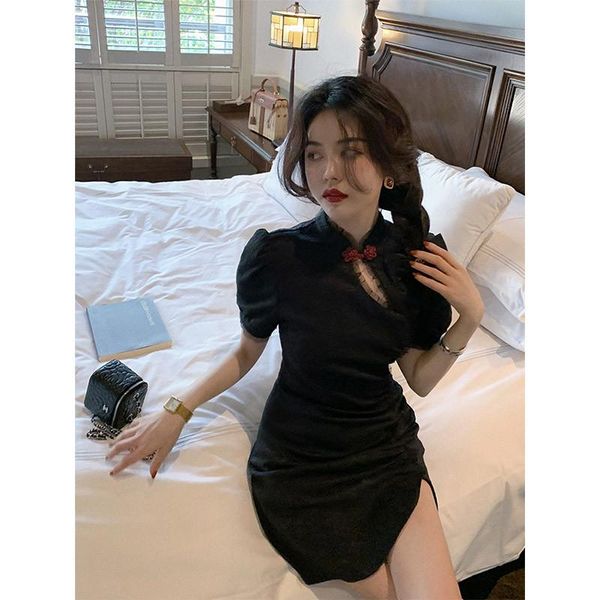 ethnic clothing chinese national for women vintage black cheongsam fashion puff sleeve chiffon neck slim thin evening dresses, Red
ethnic clothing chinese national for women vintage black cheongsam fashion puff sleeve chiffon neck slim thin evening dresses, Red