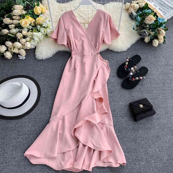 slim fashion asymmetrical ruffles womens dress v neck summer midi long party women casual elegant dresses irregular beach vestidos, Black;gray
slim fashion asymmetrical ruffles womens dress v neck summer midi long party women casual elegant dresses irregular beach vestidos, Black;gray