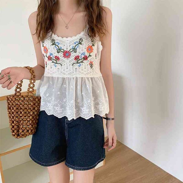 women's tanks & camis summer floral embroidered crochet korean fashion camisole spaghetti strap cami ruffle kawaii fairy peplu, White
women's tanks & camis summer floral embroidered crochet korean fashion camisole spaghetti strap cami ruffle kawaii fairy peplu, White