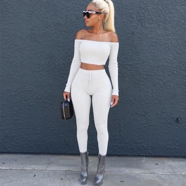 two piece dress autumn winter women tracksuits set 2 -pieces crop and pants high -elastic off the shoulder clothing russia 's suit, White
two piece dress autumn winter women tracksuits set 2 -pieces crop and pants high -elastic off the shoulder clothing russia 's suit, White