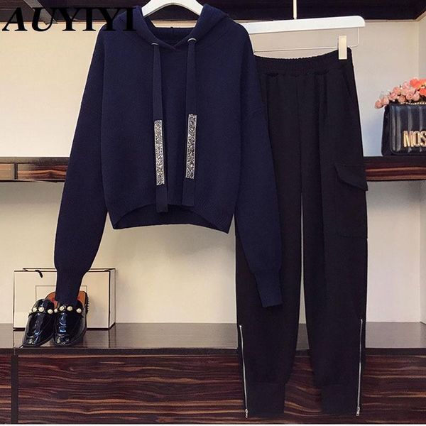 women's two piece pants auyiyi 2021 autumn fashion casual plus size temperament drilling hooded sweater loose slim suit, White
women's two piece pants auyiyi 2021 autumn fashion casual plus size temperament drilling hooded sweater loose slim suit, White