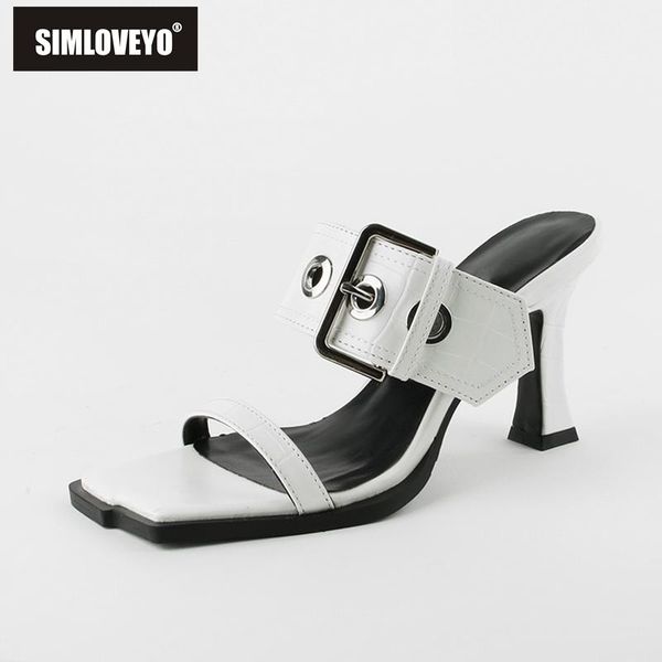 dress shoes simloveyo punk slipper metal buckle high heels sandals for women genuine leather summer night club party size 34-40, Black
dress shoes simloveyo punk slipper metal buckle high heels sandals for women genuine leather summer night club party size 34-40, Black