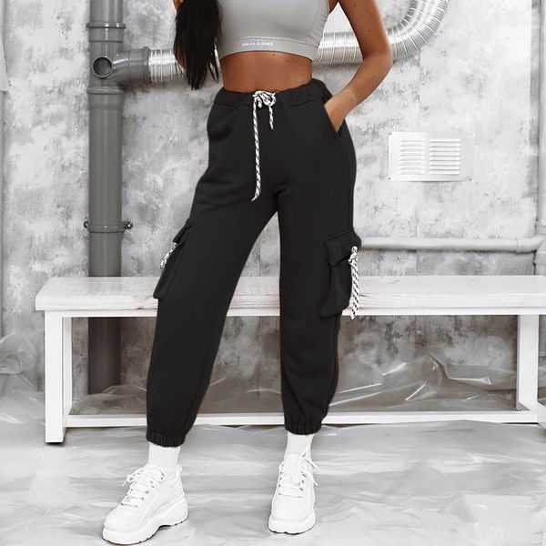 women's pants & capris 2021 autumn women high waist drawstring harem street fashion big pockets casual pantalons girls black sweat trou, Black;white
women's pants & capris 2021 autumn women high waist drawstring harem street fashion big pockets casual pantalons girls black sweat trou, Black;white