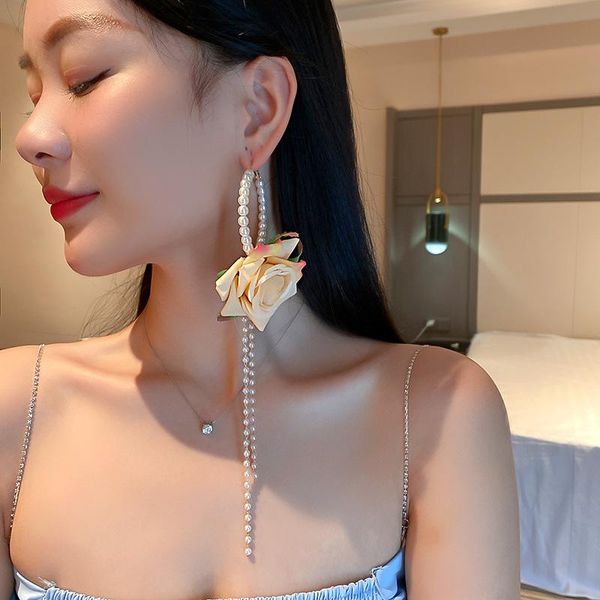 dangle & chandelier 1 pcs european american exaggerated personality pearl big flower ear hoop temperament long tassel rose earrings, Silver
dangle & chandelier 1 pcs european american exaggerated personality pearl big flower ear hoop temperament long tassel rose earrings, Silver