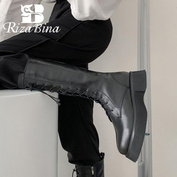 boots rizabina women real leather mid calf shoes platform cool ridding long fashion female footwear size 34-39, Black
boots rizabina women real leather mid calf shoes platform cool ridding long fashion female footwear size 34-39, Black