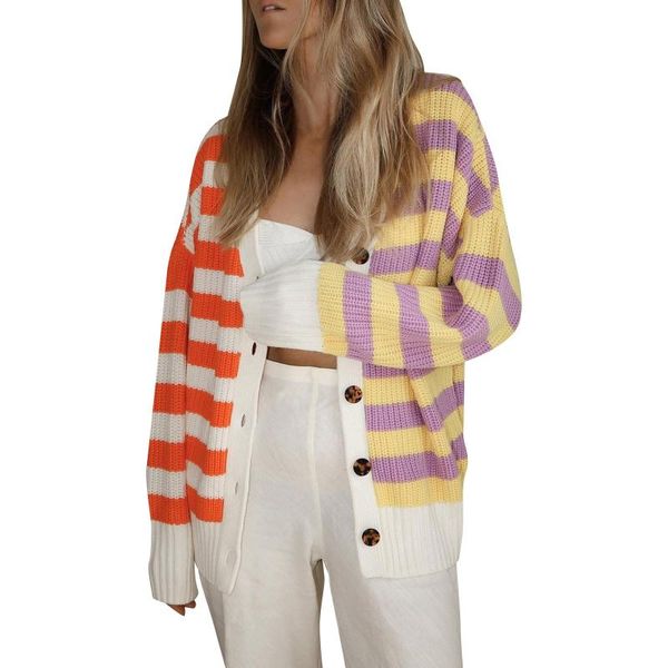 women's knits & tees fashion striped wide urban casual knit single breasted oversized cardigan sweater 2021 autumn buttons cardigans, White
women's knits & tees fashion striped wide urban casual knit single breasted oversized cardigan sweater 2021 autumn buttons cardigans, White