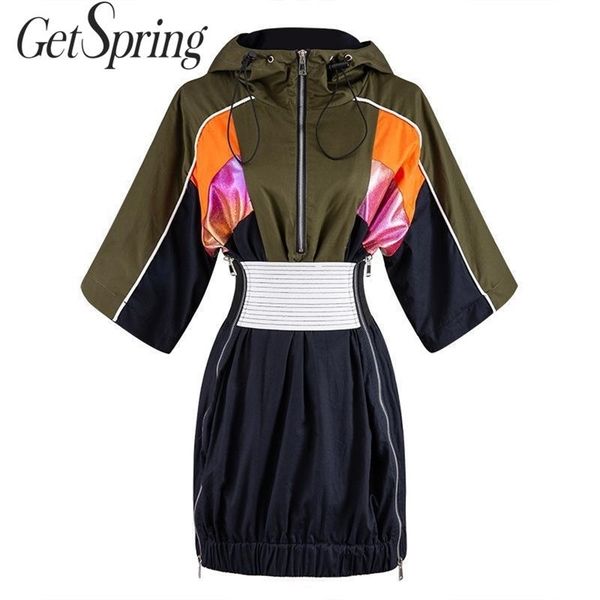 getspring women dress hooded patchwork corset drawstring short sleeve zipper ladies high waist vintage es 210601, Black;gray
getspring women dress hooded patchwork corset drawstring short sleeve zipper ladies high waist vintage es 210601, Black;gray