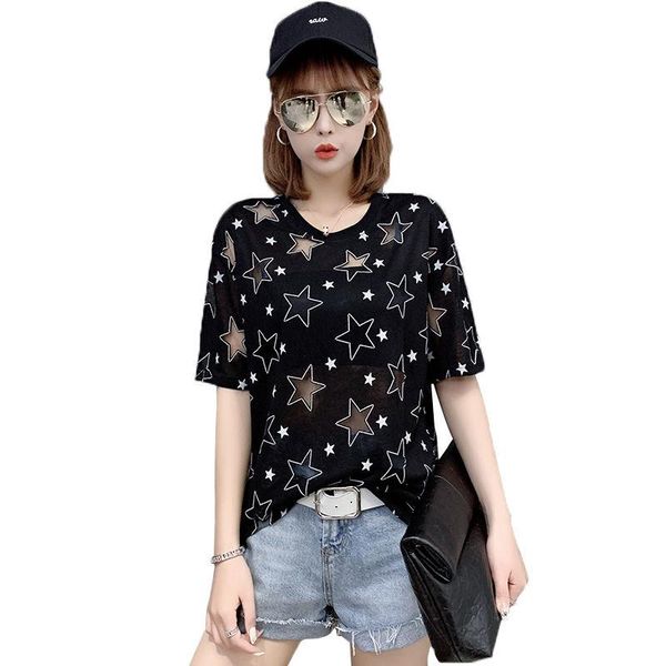 women's t-shirt 2021 summer fashion heavy industry mesh personality 3d hollow out female short sleeve design loose top, White
women's t-shirt 2021 summer fashion heavy industry mesh personality 3d hollow out female short sleeve design loose top, White
