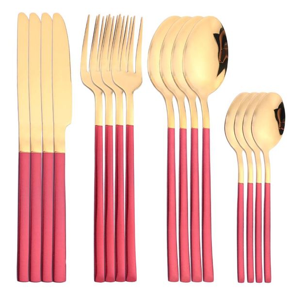 dinnerware sets 16pcs red gold cutlery set stainless steel flatware knife forks spoon tableware kitchen silverware
dinnerware sets 16pcs red gold cutlery set stainless steel flatware knife forks spoon tableware kitchen silverware