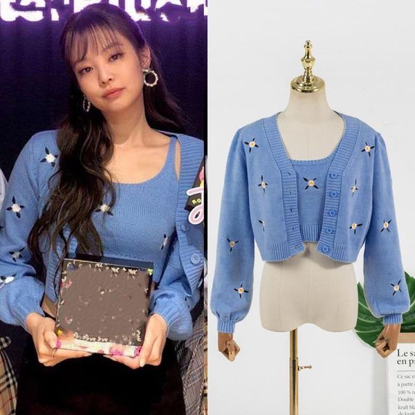 women's tracksuits kpop korean celebrity flower embroidery knit vest short + single-breasted cardigan jacket coat women two piece, Gray
women's tracksuits kpop korean celebrity flower embroidery knit vest short + single-breasted cardigan jacket coat women two piece, Gray