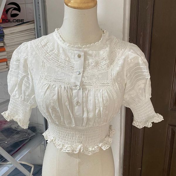 women's blouses & shirts folobe 2021 korean lace blouse shirt women o-neck embroidery puff sleeve ruffles buttons sweet short female b, White
women's blouses & shirts folobe 2021 korean lace blouse shirt women o-neck embroidery puff sleeve ruffles buttons sweet short female b, White