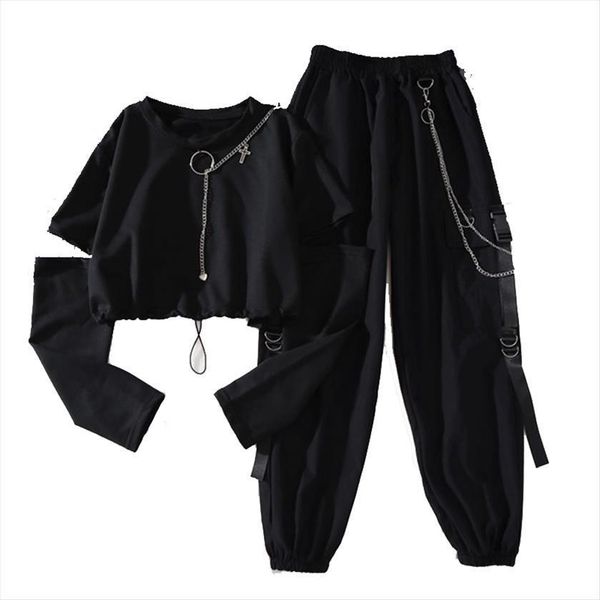 spring autumn harajuku cargo handsome womens capris cool two piece suit chain long sleeve ribbon, Black;white
spring autumn harajuku cargo handsome womens capris cool two piece suit chain long sleeve ribbon, Black;white