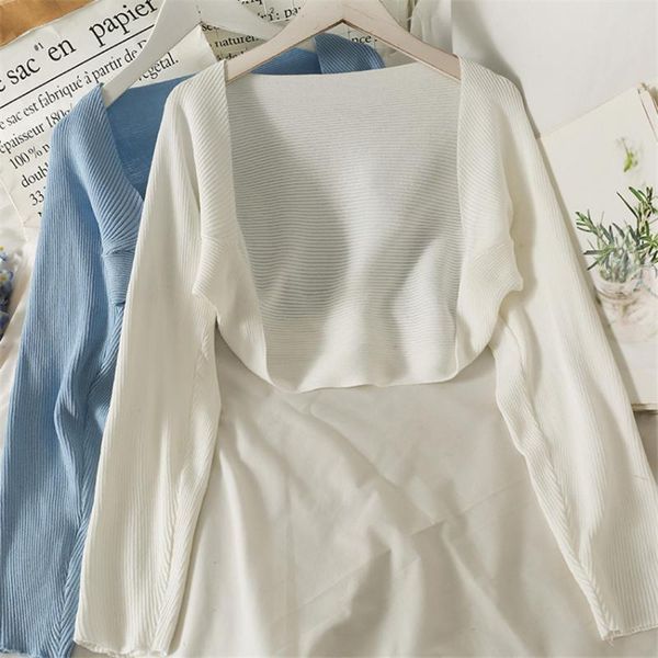 women's knits & tees autumn knitted cardigan crop women long sleeve open stitch sweater cardigans mujer shawl pull femme, White