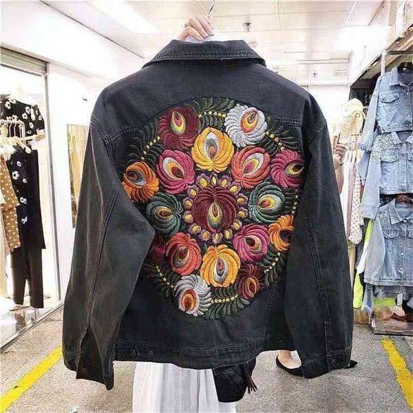 denim jacket boho oversized multi floral embroidered long sleeve casual chic coat women spring autumn clothes 210922, Black;brown
denim jacket boho oversized multi floral embroidered long sleeve casual chic coat women spring autumn clothes 210922, Black;brown