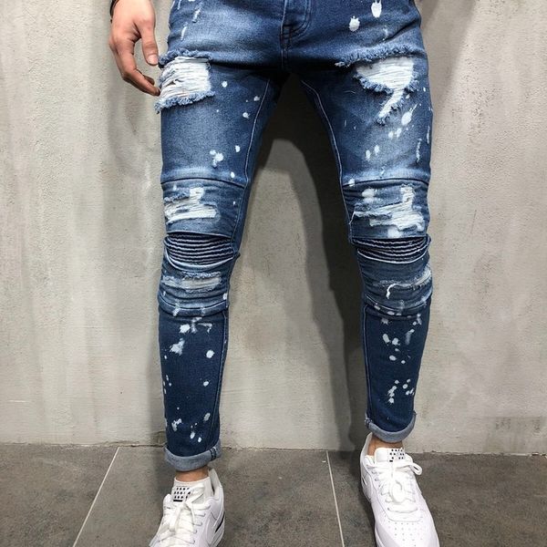 men's jeans cross border men's jeans slim fit holes wrinkle little feet fashion cj86, Blue
men's jeans cross border men's jeans slim fit holes wrinkle little feet fashion cj86, Blue