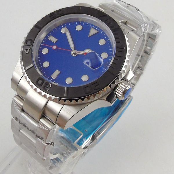 wristwatches business automatic men wristwatch miyota 8215 magnifier clear glass back ceramic insert blue sterile dial steel, Slivery;brown
wristwatches business automatic men wristwatch miyota 8215 magnifier clear glass back ceramic insert blue sterile dial steel, Slivery;brown