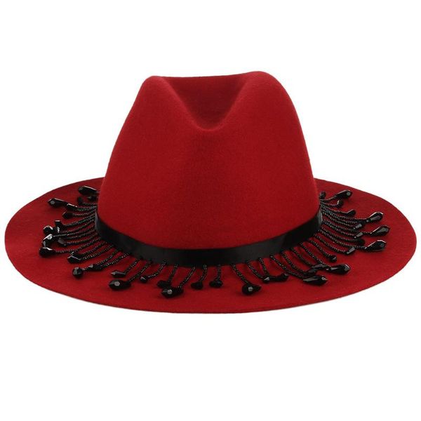 stingy brim hats ladies wool fedoras hat women european american tassel drop chain decorated cap female jazz fashion casual banquet h7190, Blue;gray
stingy brim hats ladies wool fedoras hat women european american tassel drop chain decorated cap female jazz fashion casual banquet h7190, Blue;gray