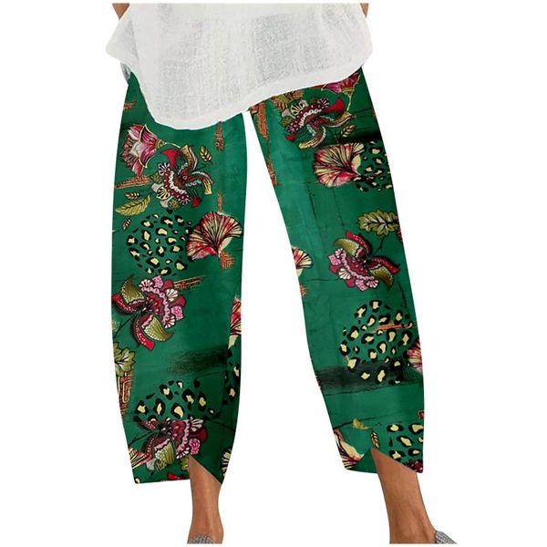 women's pants & capris flowers print elastic waist workout sports wide leg capri for women ethnic style trousers, Black;white 
women's pants & capris flowers print elastic waist workout sports wide leg capri for women ethnic style trousers, Black;white