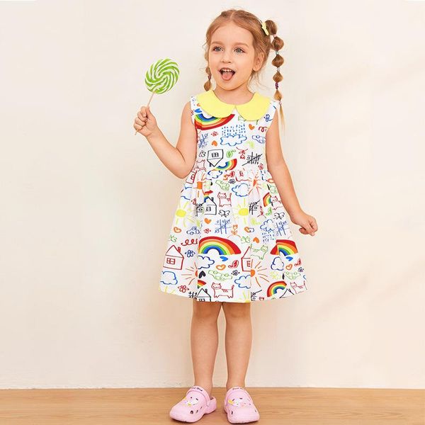 dress girl summer 2021 girls baby doll collar rainbow print sleeveless skirt 2-6t girl's dresses, Red;yellow
dress girl summer 2021 girls baby doll collar rainbow print sleeveless skirt 2-6t girl's dresses, Red;yellow