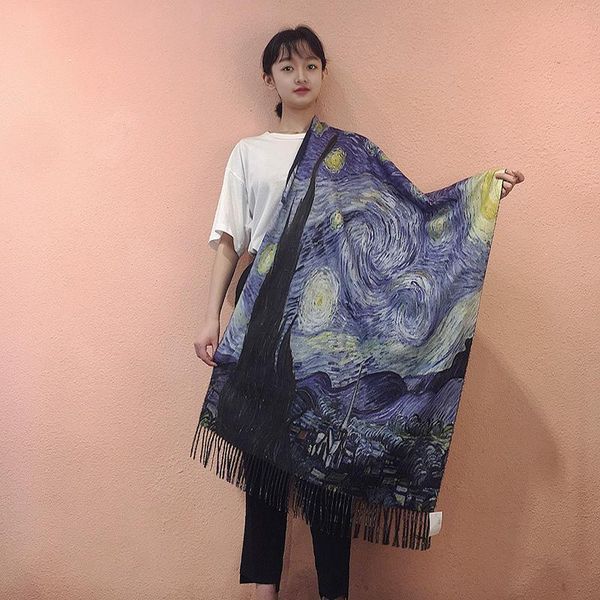 scarves 2021 winter scarf women stars sky paint digital printed bandana cashmere warm shawl foulard luxury tassel hair, Blue;gray
scarves 2021 winter scarf women stars sky paint digital printed bandana cashmere warm shawl foulard luxury tassel hair, Blue;gray