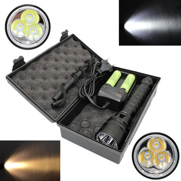 waterproof kit underwater diving torch white/yellow light 3x xm-l2 led dive lanterna +18650 battery +charger flashlights torches
waterproof kit underwater diving torch white/yellow light 3x xm-l2 led dive lanterna +18650 battery +charger flashlights torches