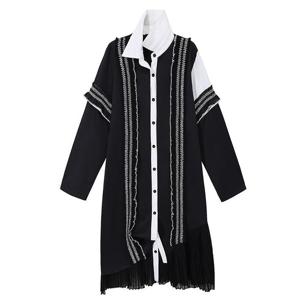 casual dresses women black chiffon pleated long shirt dress lapel sleeve loose fit fashion tide spring autumn 2021, Black;gray
casual dresses women black chiffon pleated long shirt dress lapel sleeve loose fit fashion tide spring autumn 2021, Black;gray
