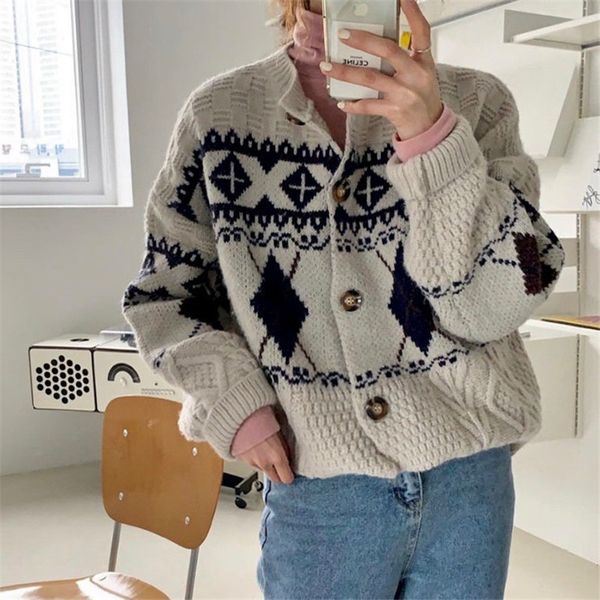 girls fashion loose sweaters chic all match warm retro brief patchwork high waist cardigans vintage 210421, White
girls fashion loose sweaters chic all match warm retro brief patchwork high waist cardigans vintage 210421, White