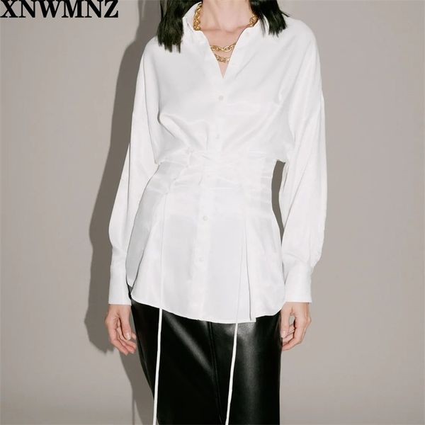 women fashion satin blouse vintage female collared with long sleeves adjustable waist bow button-up front 210520, White
women fashion satin blouse vintage female collared with long sleeves adjustable waist bow button-up front 210520, White