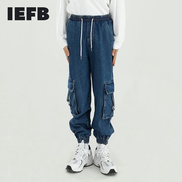 iefb men's clothing workwear dark blue denim trousers turnup elasic waist pants loose causal spring jeans male 9y5393 210524
iefb men's clothing workwear dark blue denim trousers turnup elasic waist pants loose causal spring jeans male 9y5393 210524