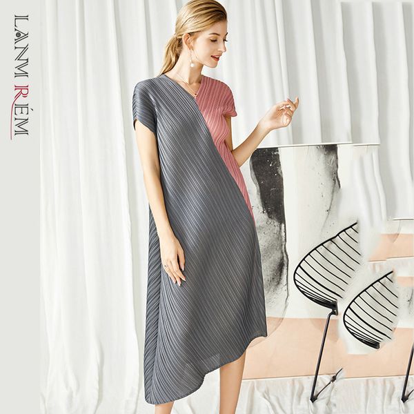 women pink pleated irregular patchwork dress v-neck sleeveless loose fit fashion tide spring autumn 2e1612 210507, Black;gray
women pink pleated irregular patchwork dress v-neck sleeveless loose fit fashion tide spring autumn 2e1612 210507, Black;gray